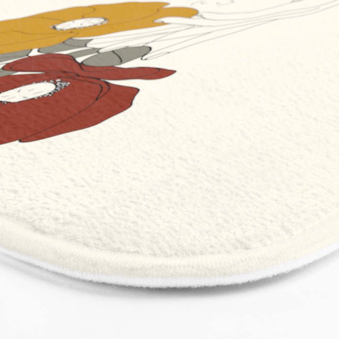 Colorful Thoughts Minimal Line Art Woman with Flowers II Bath Mat Gallery Image 3
