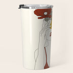 Colorful Thoughts Minimal Line Art Woman with Flowers II Travel Mug Gallery Image 3