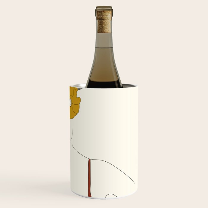 Colorful Thoughts Minimal Line Art Woman with Flowers II Wine Chiller Gallery Image 3