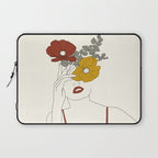 Colorful Thoughts Minimal Line Art Woman with Flowers II Laptop Sleeve Gallery Image 1