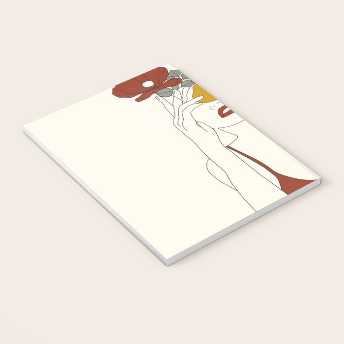 Colorful Thoughts Minimal Line Art Woman with Flowers II Notebook Gallery Image 3