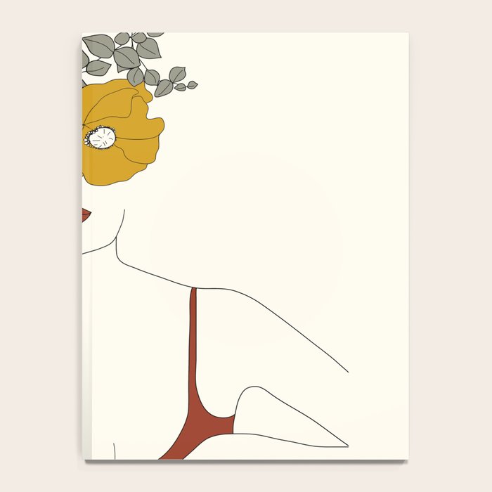 Colorful Thoughts Minimal Line Art Woman with Flowers II Notebook Gallery Image 4