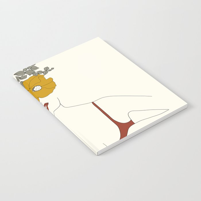 Colorful Thoughts Minimal Line Art Woman with Flowers II Notebook Gallery Image 1