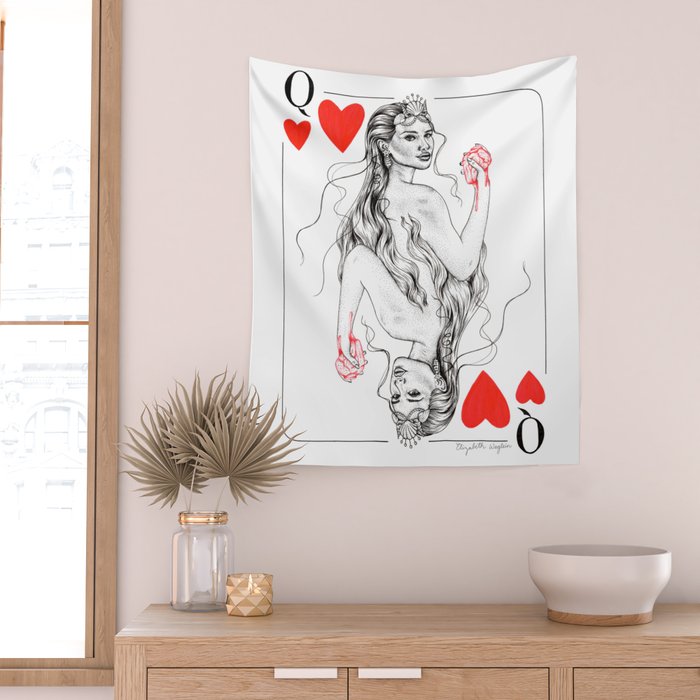Mermaid Queen of Hearts Wall Tapestry Gallery Image 2
