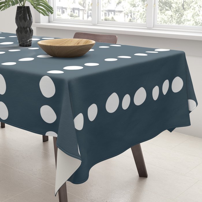 Spotted Mudcloth, Teal and White, Boho Prints Tablecloth Gallery Image 3