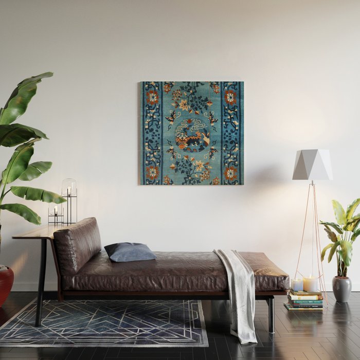 Aincent Chinese Old Century Authentic Colorful Deep Royal Blue Vintage Patterns Wood Wall Art Gallery Image 2