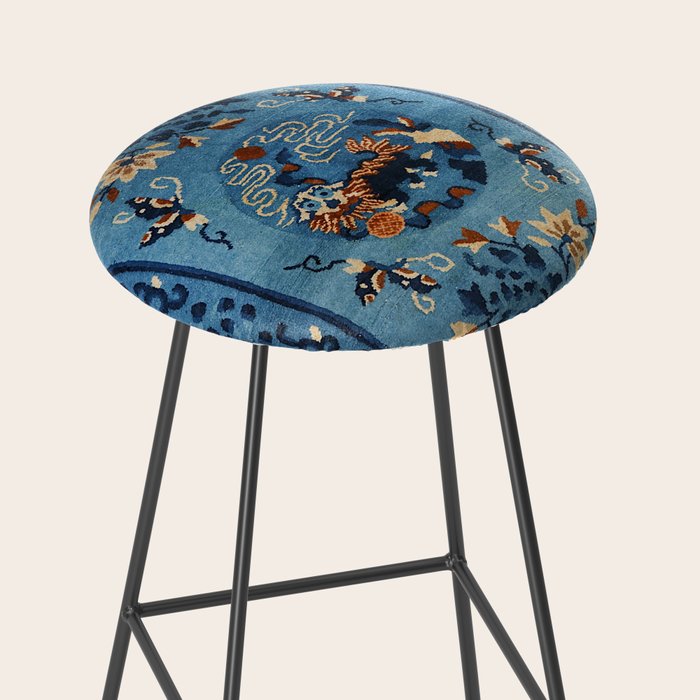 Aincent Chinese Old Century Authentic Colorful Deep Royal Blue Vintage Patterns Stool Gallery Image 2