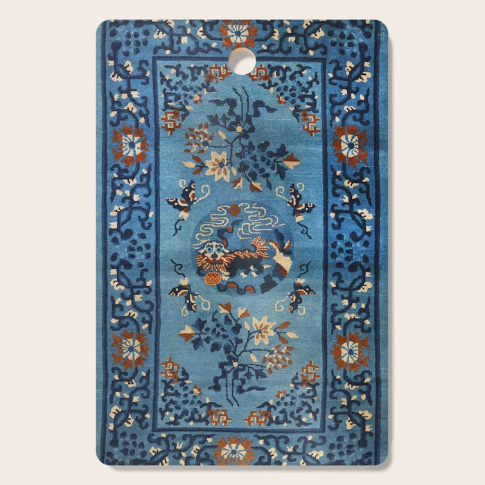 Aincent Chinese Old Century Authentic Colorful Deep Royal Blue Vintage Patterns Cutting Board Gallery Image 1