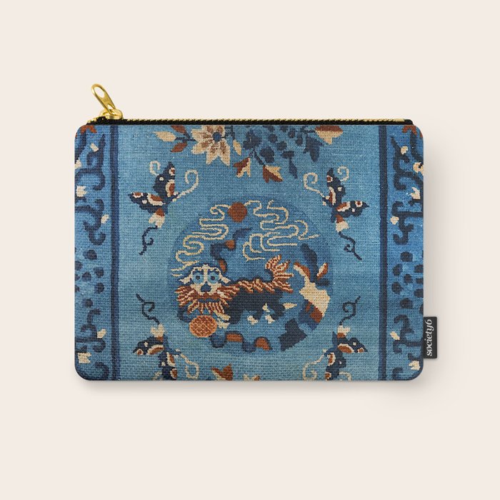 Aincent Chinese Old Century Authentic Colorful Deep Royal Blue Vintage Patterns Carry All Pouch Gallery Image 1