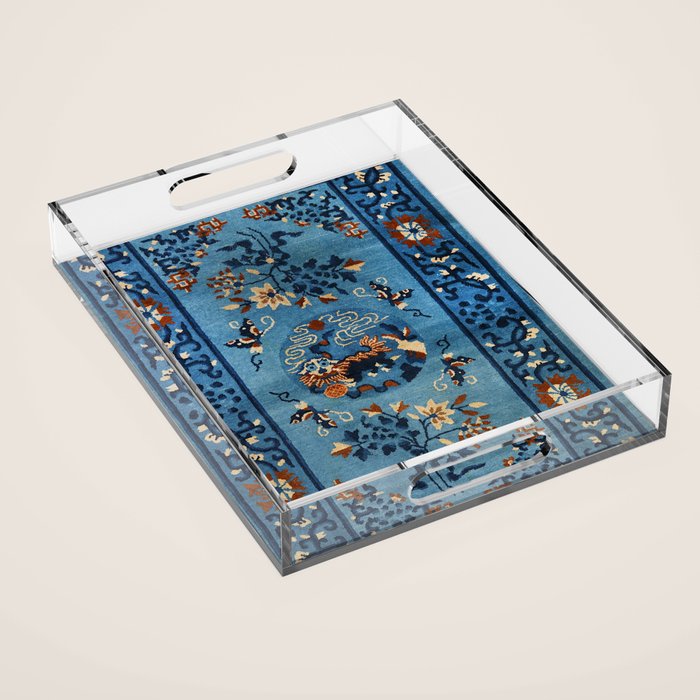 Aincent Chinese Old Century Authentic Colorful Deep Royal Blue Vintage Patterns Acrylic Tray Gallery Image 1