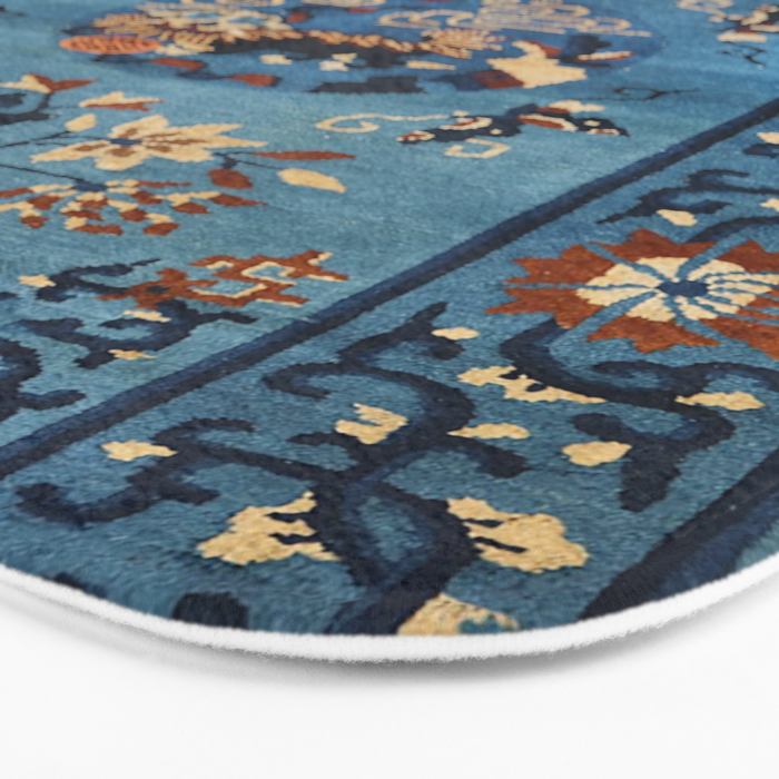 Aincent Chinese Old Century Authentic Colorful Deep Royal Blue Vintage Patterns Bath Mat Gallery Image 3