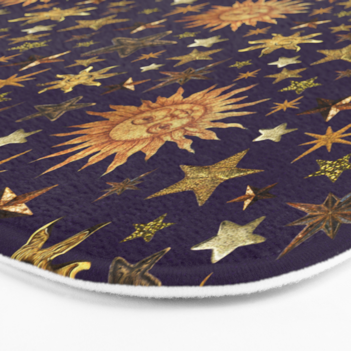 Vintage Star Collage Print in Purple Bath Mat Gallery Image 3
