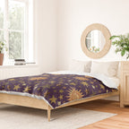Vintage Star Collage Print in Purple Duvet Cover Gallery Image 2