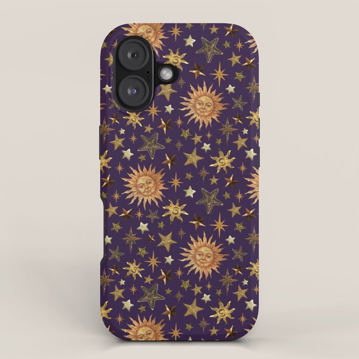 Vintage Star Collage Print in Purple iPhone Case Gallery Image 1