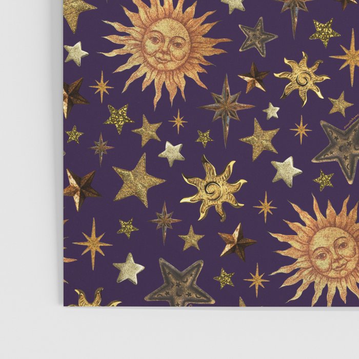 Vintage Star Collage Print in Purple Poster Gallery Image 3