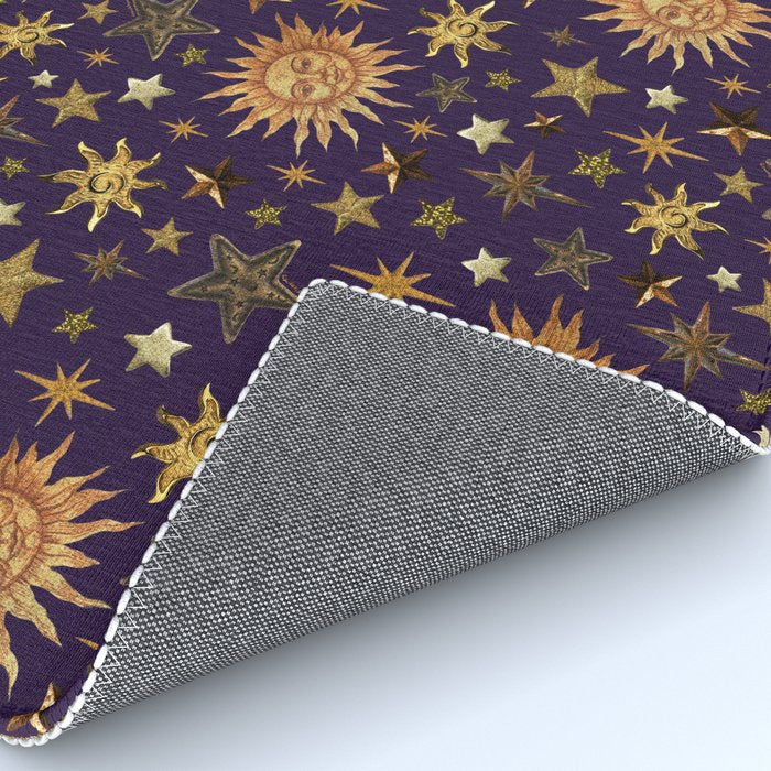 Vintage Star Collage Print in Purple Rug Gallery Image 4
