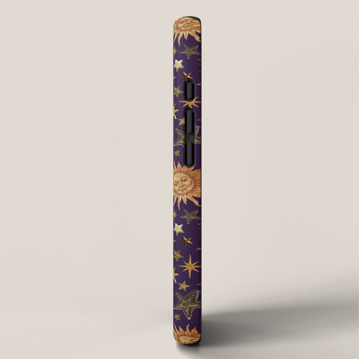 Vintage Star Collage Print in Purple iPhone Case Gallery Image 2