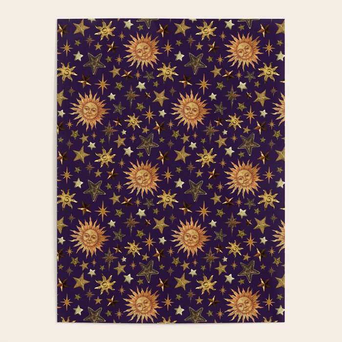 Vintage Star Collage Print in Purple Poster Gallery Image 4