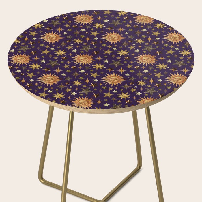 Vintage Star Collage Print in Purple Side Table Gallery Image 2
