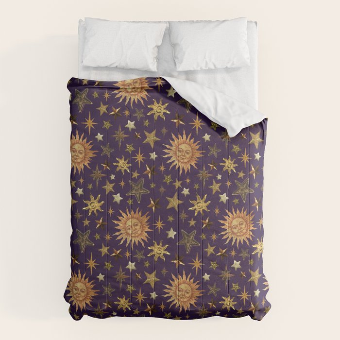 Vintage Star Collage Print in Purple Comforter Gallery Image 6