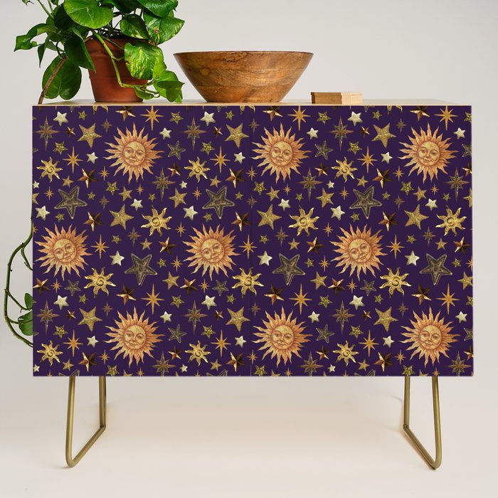 Vintage Star Collage Print in Purple Credenza Gallery Image 1