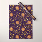 Vintage Star Collage Print in Purple Wrapping Paper Gallery Image 1
