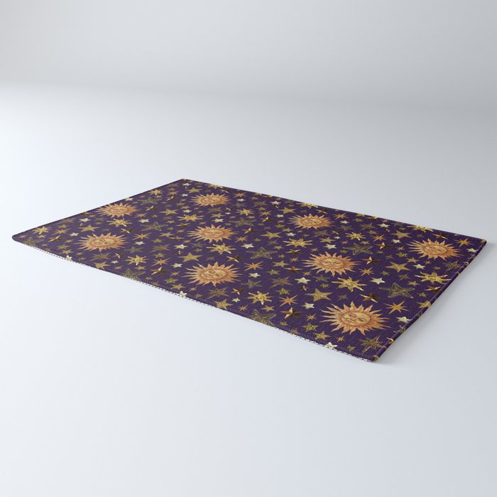 Vintage Star Collage Print in Purple Rug Gallery Image 3