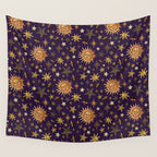 Vintage Star Collage Print in Purple Wall Tapestry Gallery Image 4