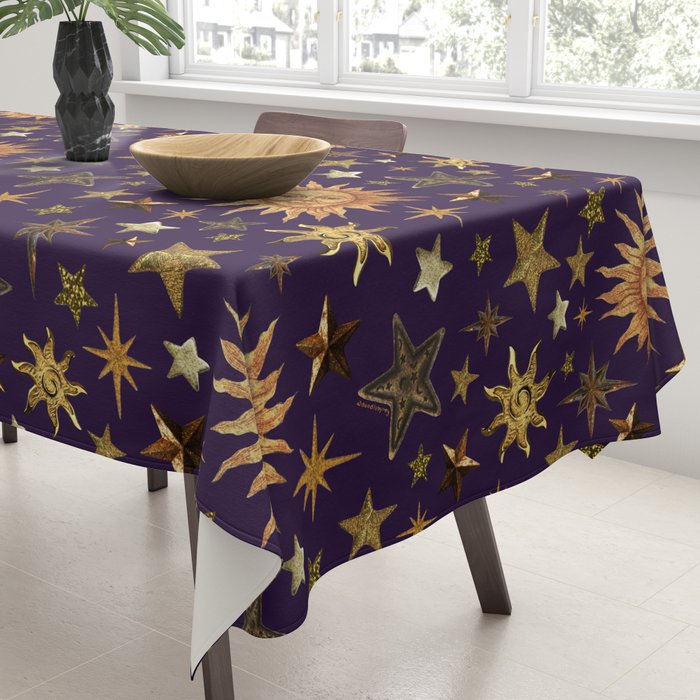 Vintage Star Collage Print in Purple Tablecloth Gallery Image 3