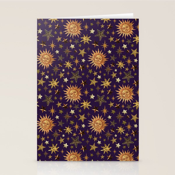 Vintage Star Collage Print in Purple Stationery Card Gallery Image 1