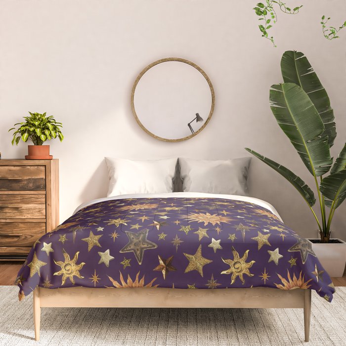 Vintage Star Collage Print in Purple Comforter Gallery Image 3