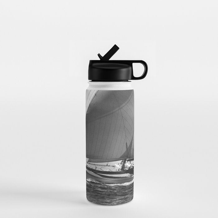 12-meter Sailing Yacht America's Cup Races nautical black and white photograph Water Bottle Gallery Image 1