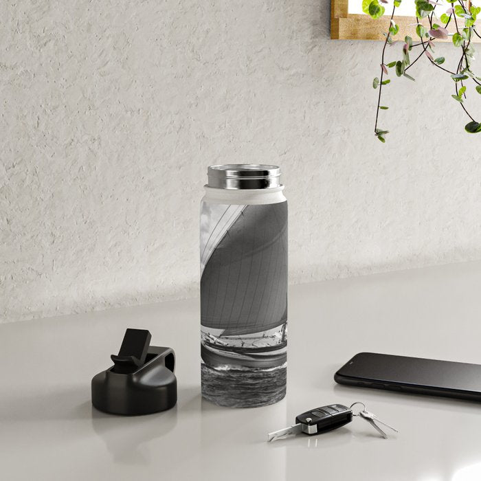 12-meter Sailing Yacht America's Cup Races nautical black and white photograph Water Bottle Gallery Image 4