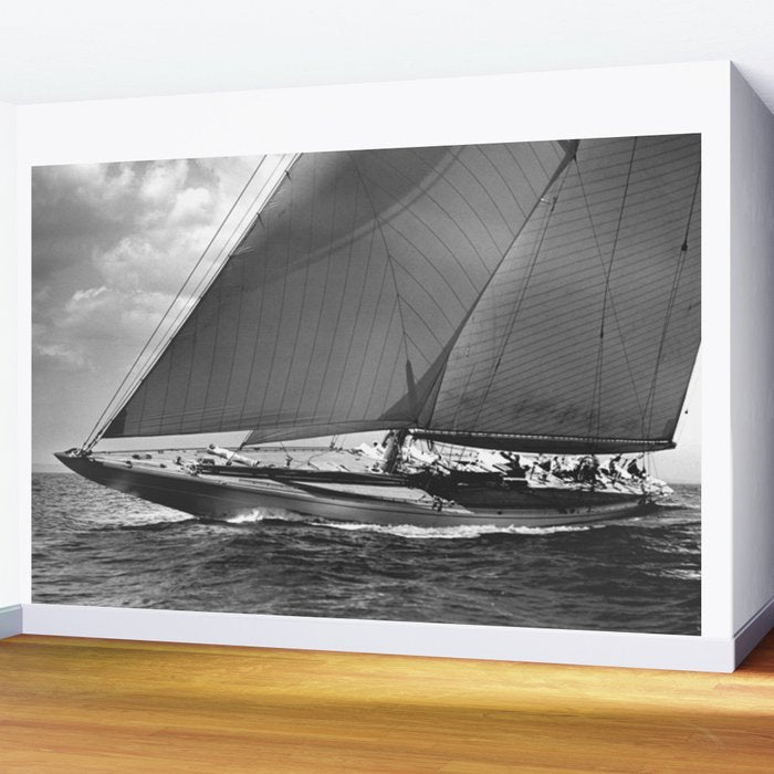 12-meter Sailing Yacht America's Cup Races nautical black and white photograph Wall Mural Gallery Image 2