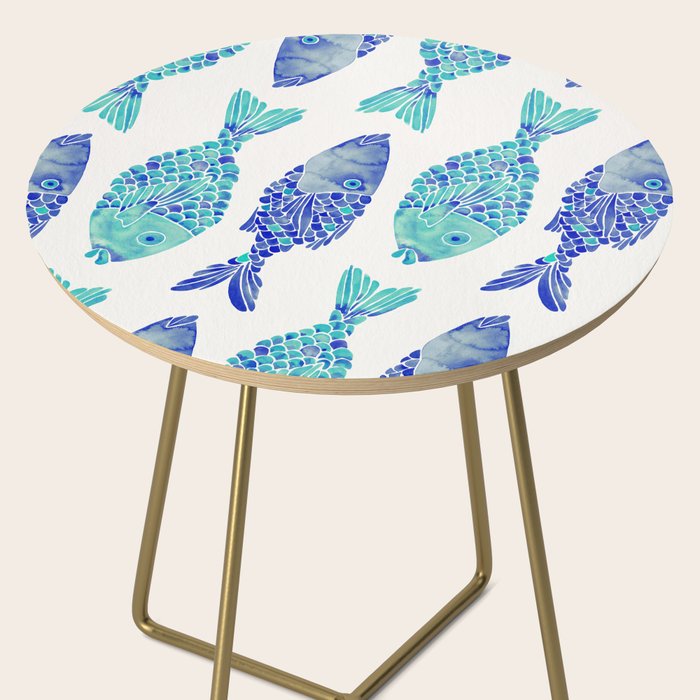 Indonesian Fish Duo - Navy & Turquoise Palette Side Table Gallery Image 2