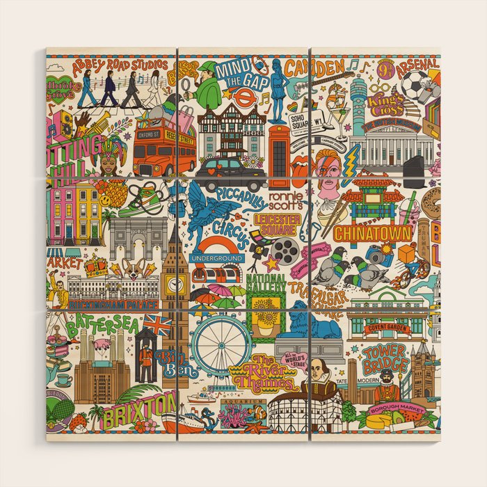 London City Map Wood Wall Art Gallery Image 1