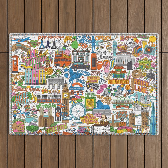 London City Map Outdoor Rug Gallery Image 1
