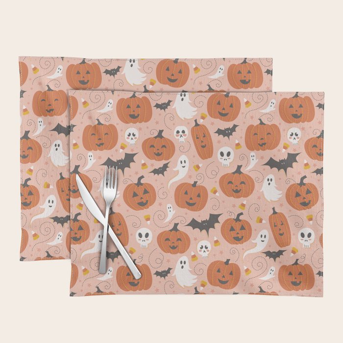 Pumpkin Party on Blush Pink Placemat Gallery Image 1