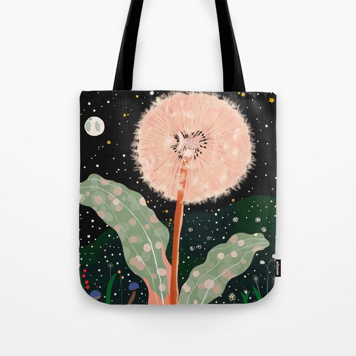 Night Dandelion Tote Bag Gallery Image 1