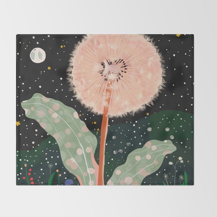 Night Dandelion Throw Blanket Gallery Image 2