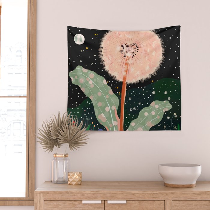 Night Dandelion Wall Tapestry Gallery Image 2