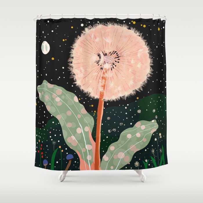 Night Dandelion Shower Curtain Gallery Image 1