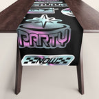 Retro holographic Y2K sticker pattern Table Runner Gallery Image 1