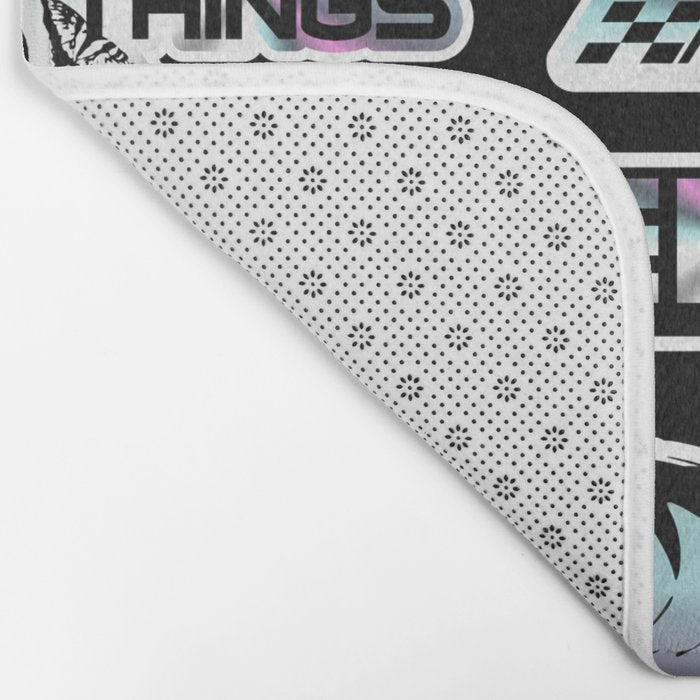 Retro holographic Y2K sticker pattern Bath Mat Gallery Image 2