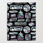 Retro holographic Y2K sticker pattern Poster Gallery Image 4