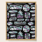 Retro holographic Y2K sticker pattern Serving Tray Gallery Image 1