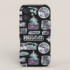 Retro holographic Y2K sticker pattern iPhone Case Gallery Image 1