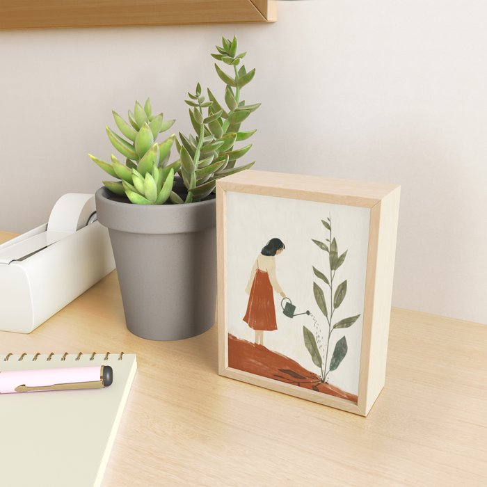 Still Life with Girl and Growing Plant Mini Art Print Gallery Image 2