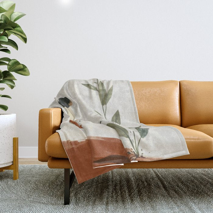 Still Life with Girl and Growing Plant Throw Blanket Gallery Image 1