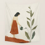 Still Life with Girl and Growing Plant Wall Tapestry Gallery Image 4